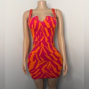 Orange Pink Mini Dress